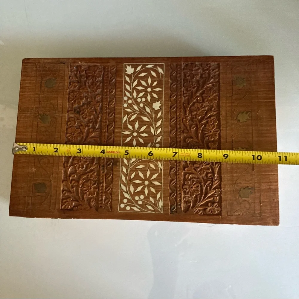 Large India Carved Wood Vintage Storage Box